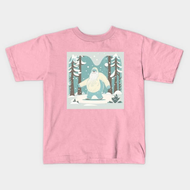 Snowy Yeti on a Happy Stroll Kids T-Shirt by Star Scrunch